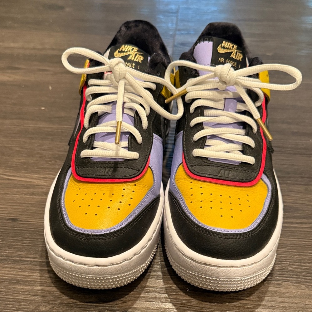 Nike Air Force 1 Sneakers - Yellow, Black, Purple